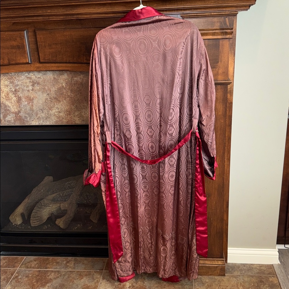 Vintage 1940s brown burgundy paisley smoking robe atomic Styled by Standard L/XL - Picture 10 of 16
